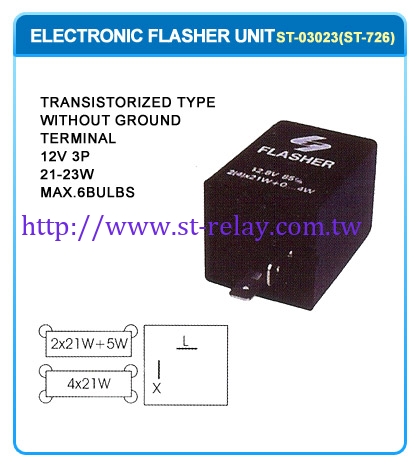 TRANSISTORIZED TYPE  WITHOUT GROUND  TERMINAL  12V 2P  21-23W MAX 6 BULBS