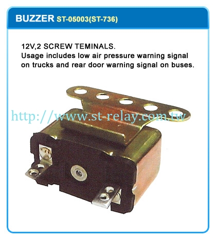 12V 2 SCREW TEMINALS. USAGE INCLUDES LOW AIR PRESSURE WARNING SIGNAL ON TRUCKS AND REAR DOOR WARNING SIGNAL ON BUSES.